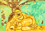 Oil painting Hotei, Budai, Buddha - the god of happiness, well-being, fun