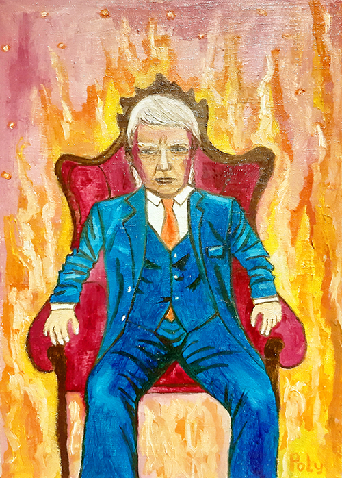 Oil painting Donald Trump - President of USA - Businessman on a throne