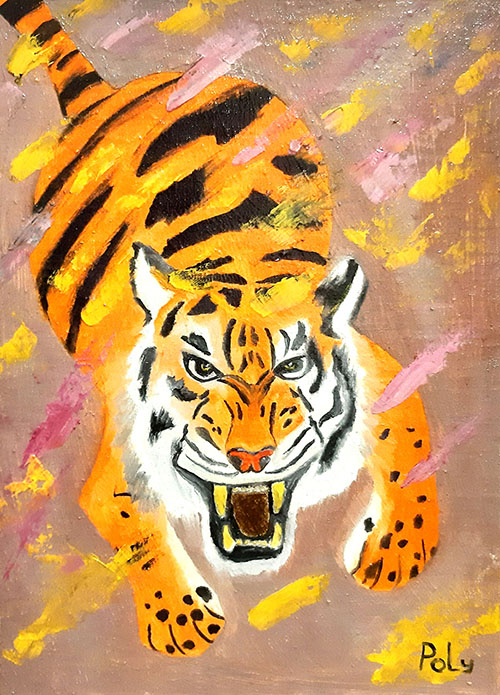 Oil painting Tiger - wild animal - author's oil painting